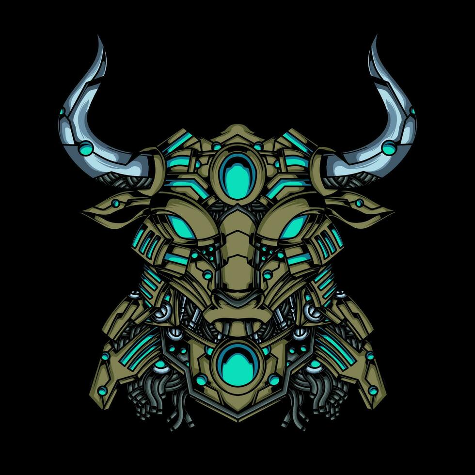 an illustration of a bull head robot vector