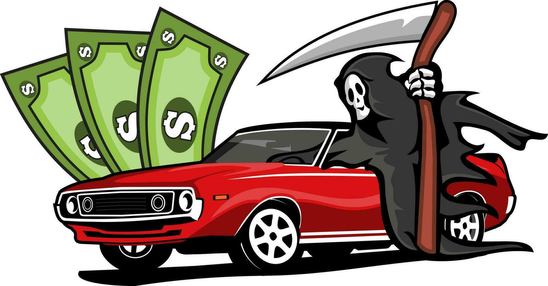 the devil is chasing money vector art