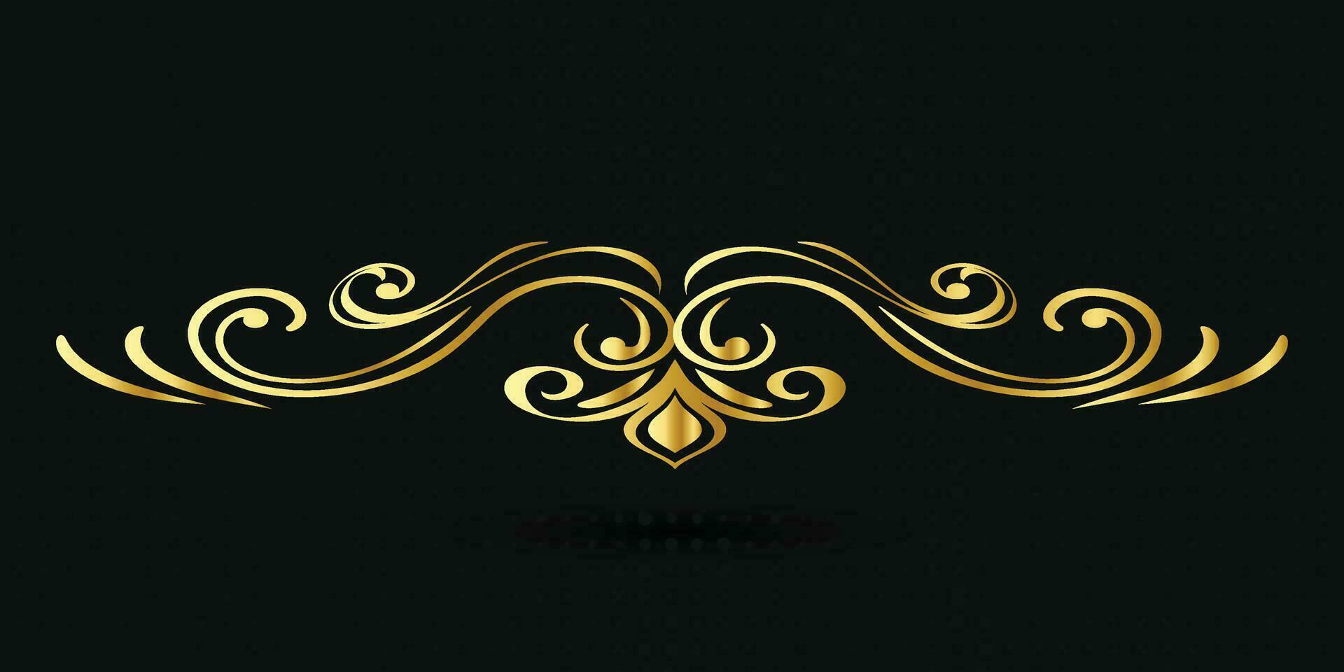 Decorative gold title frame isolated on dark green color background classic ornament vector