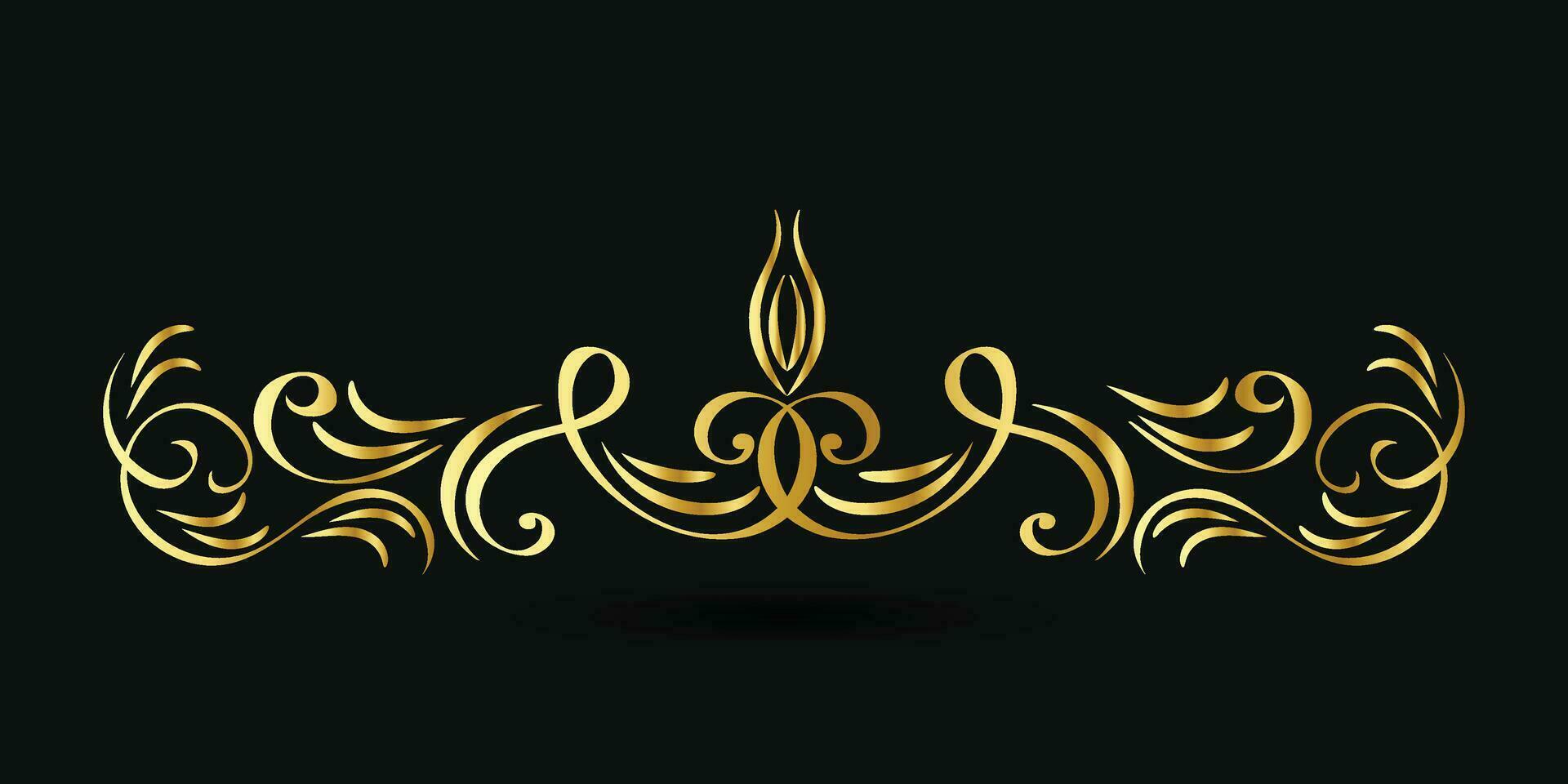 marco de título dorado decorativo aislado sobre fondo de color verde oscuro ornamento clásico vector