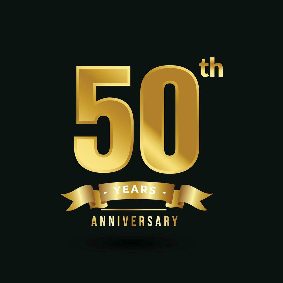 Anniversary 50th Years Luxury Golden Number Ribbon vector