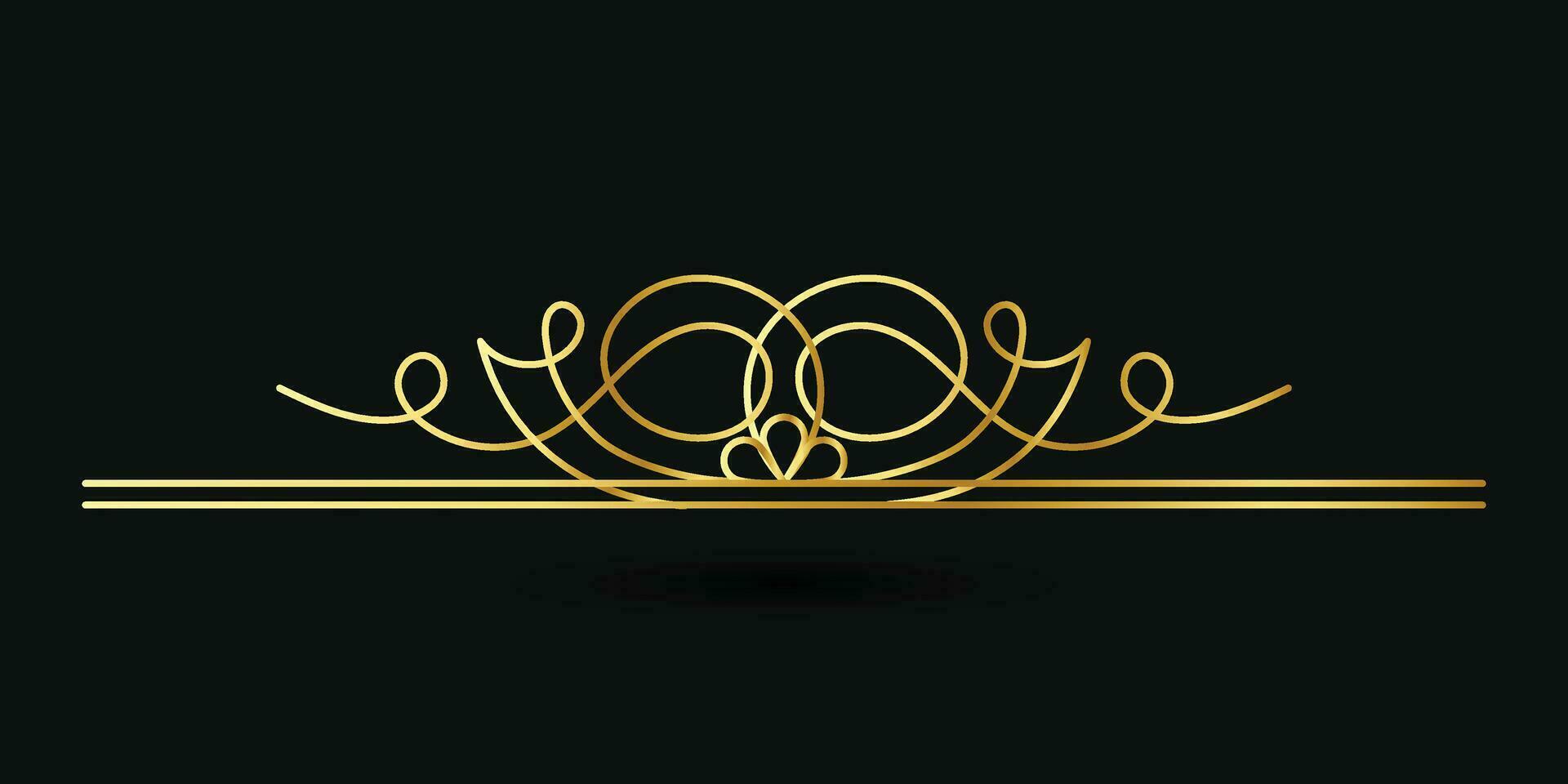 Decorative gold title frame isolated on dark green color background classic ornament vector