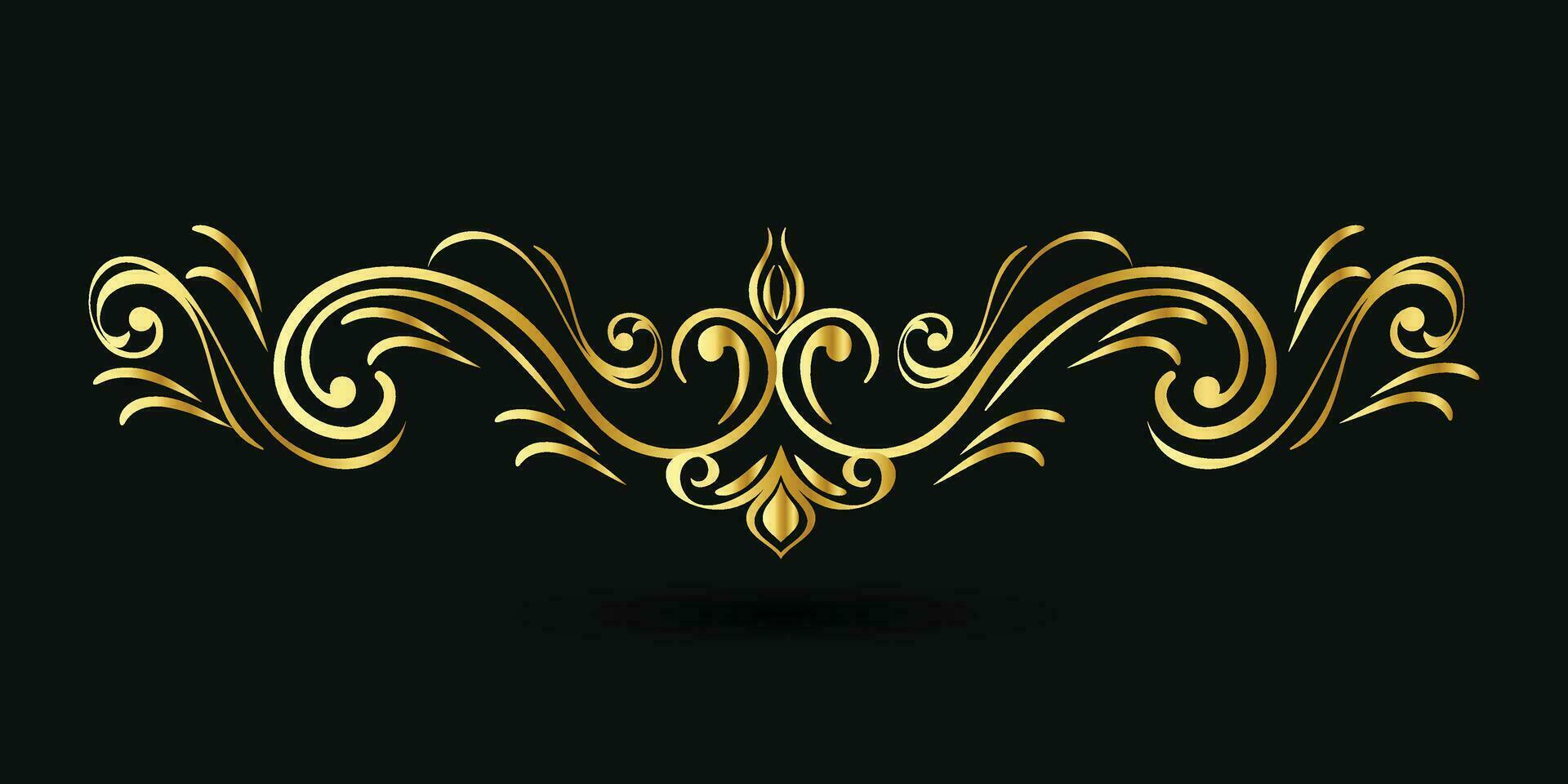 marco de título dorado decorativo aislado sobre fondo de color verde oscuro ornamento clásico vector