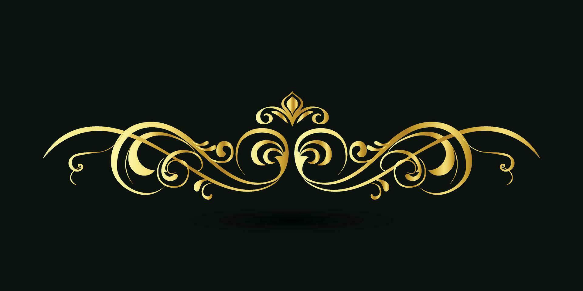 marco de título dorado decorativo aislado sobre fondo de color verde oscuro ornamento clásico vector