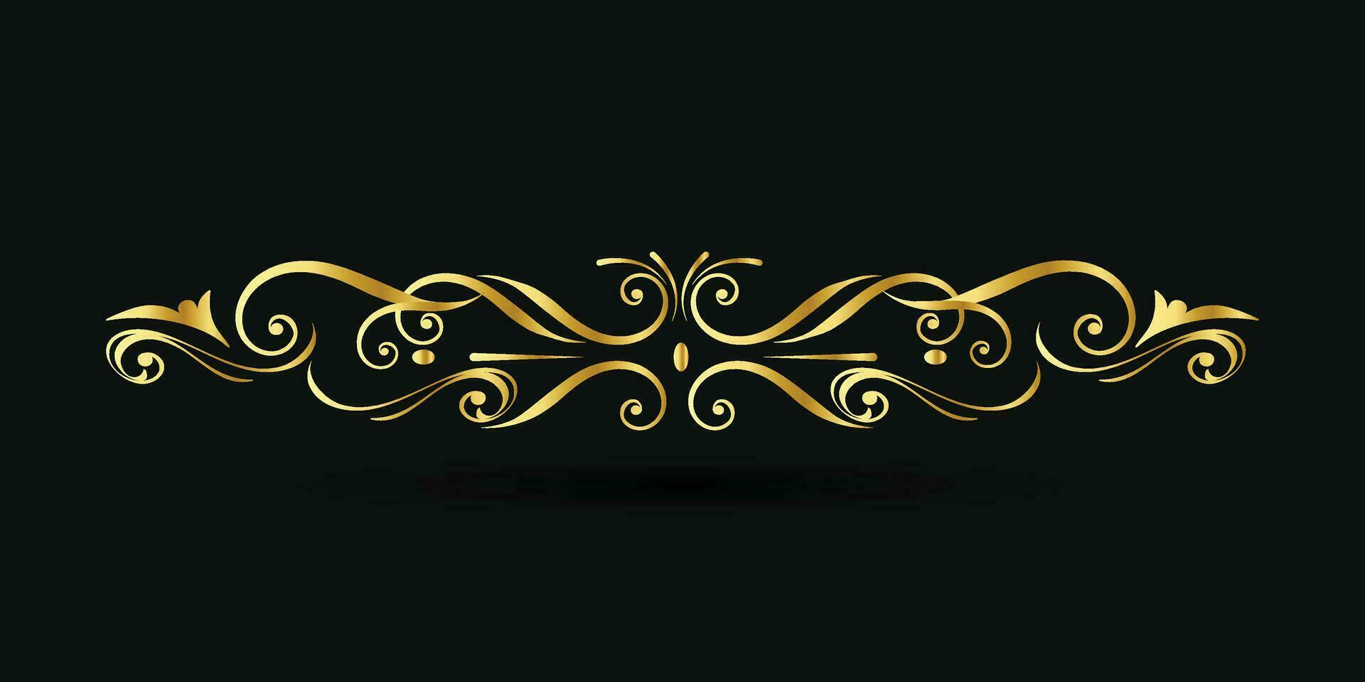 marco de título dorado decorativo aislado sobre fondo de color verde oscuro ornamento clásico vector