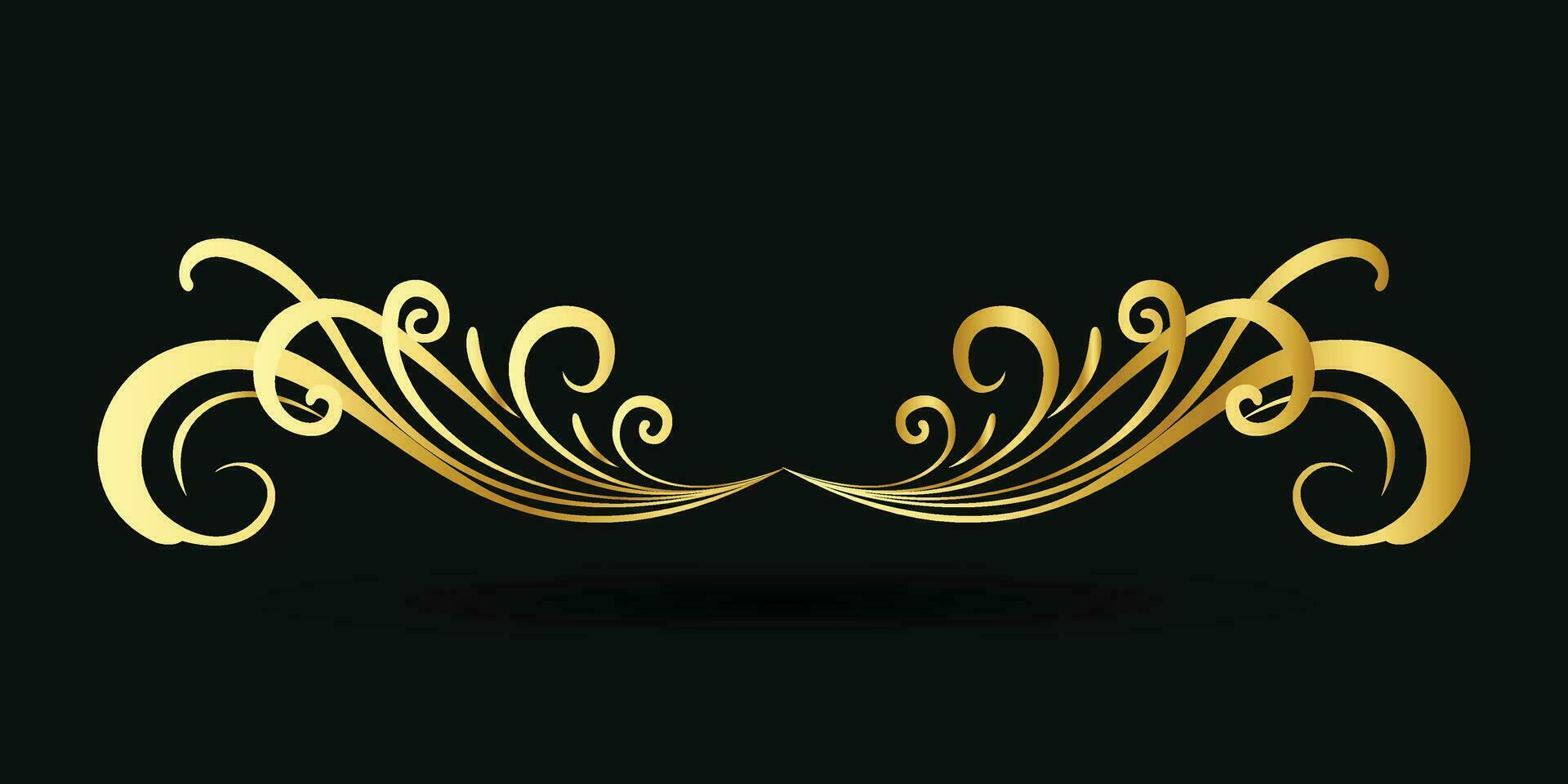 Decorative gold title frame isolated on dark green color background classic ornament vector