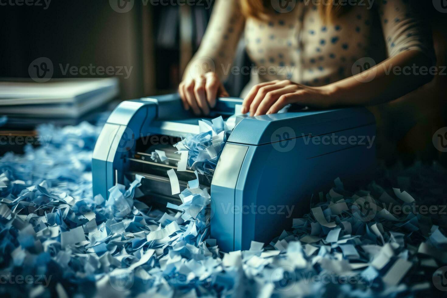 A person shredding sensitive documents the concept of privacy photo