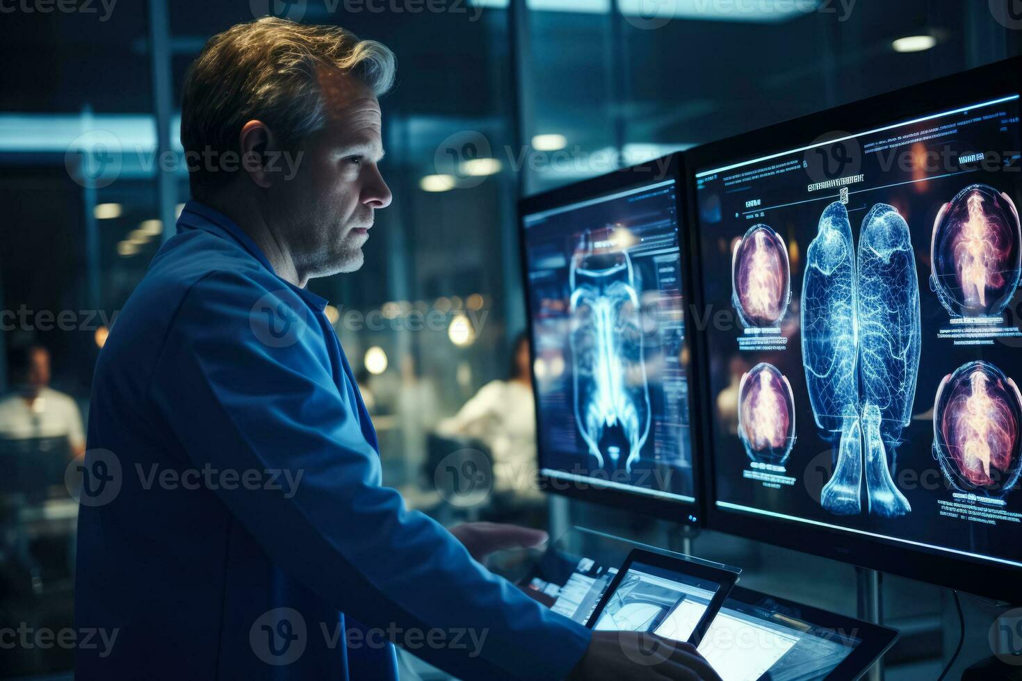 A doctor using AI to develop a new treatment the concept of AI for healthcare photo