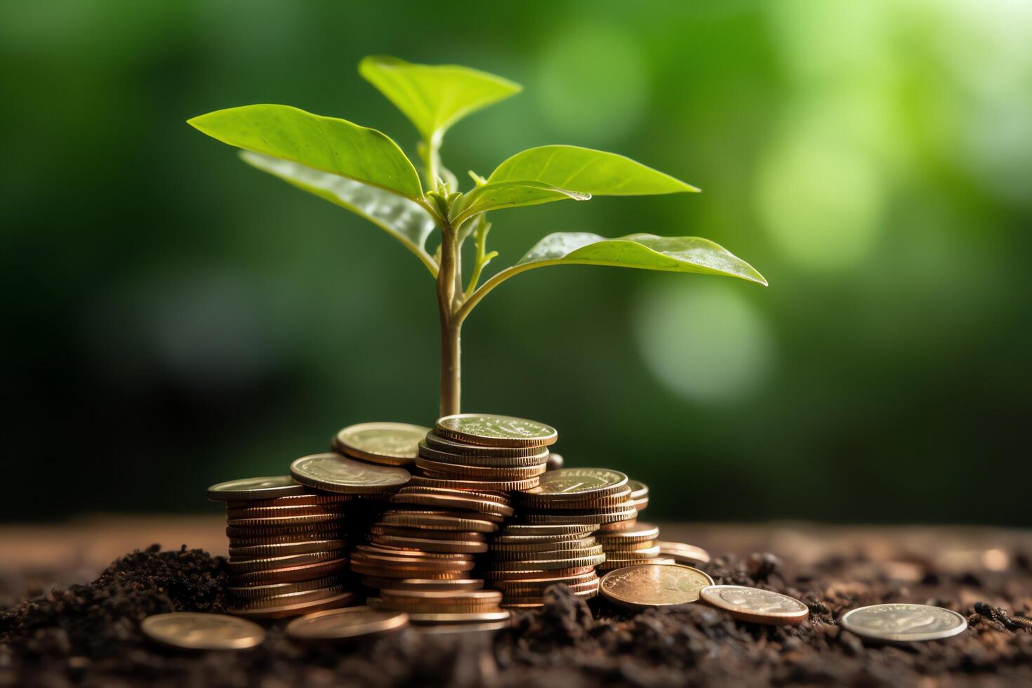 Business growth with a growing tree on a coin. Showing financial developments. Financial planning concept by photo