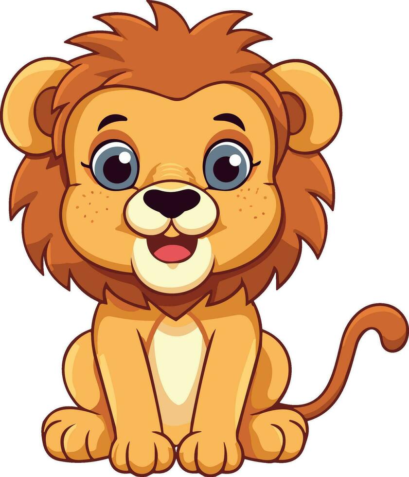 Cute Lion Cartoon On White Background vector