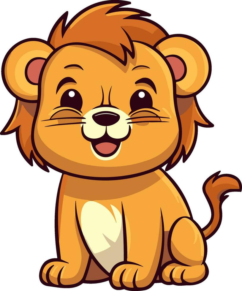 Cute Lion Cartoon On White Background vector