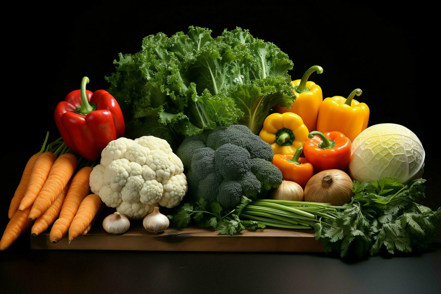 Collection mix fresh vegetables and fruits for a salad. Healthy diet concept and vegetables food by AI Generated photo