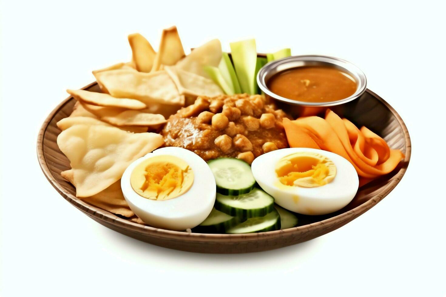Gado-gado indonesian traditional food. Mix from boiled or steam vegetable served with peanut sauce concept by AI Generated photo