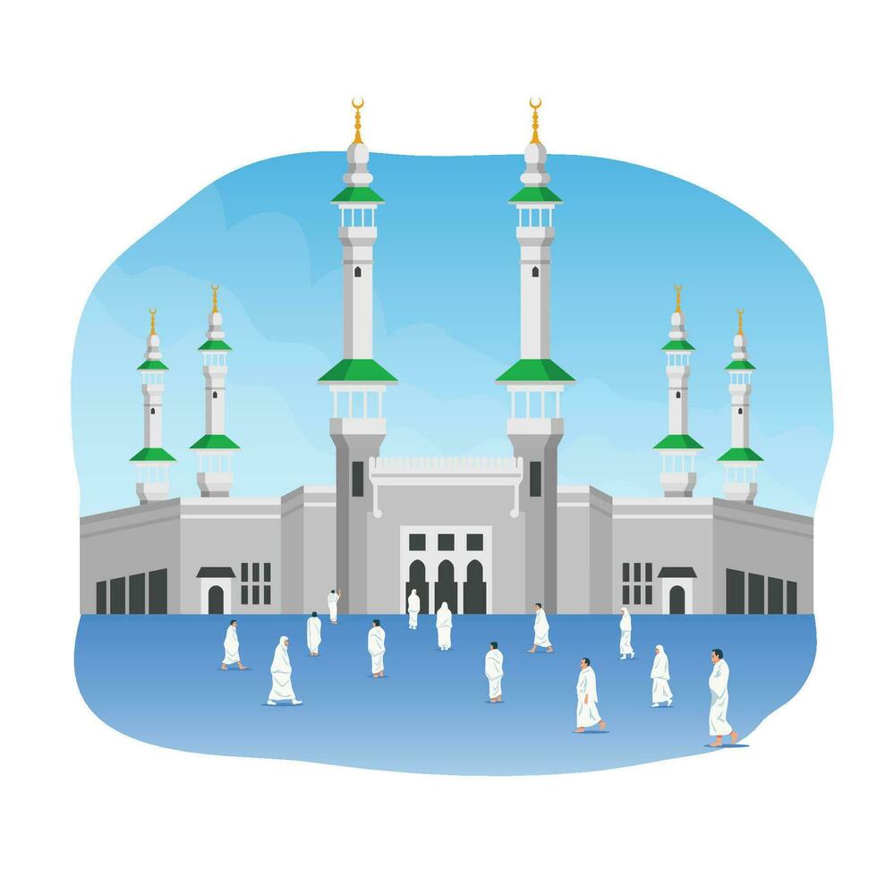 Pilgrimage In Front Of Masjidil Al Haram vector