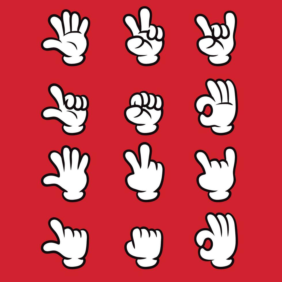 Five Finger White Glove Cartoon Hand vector