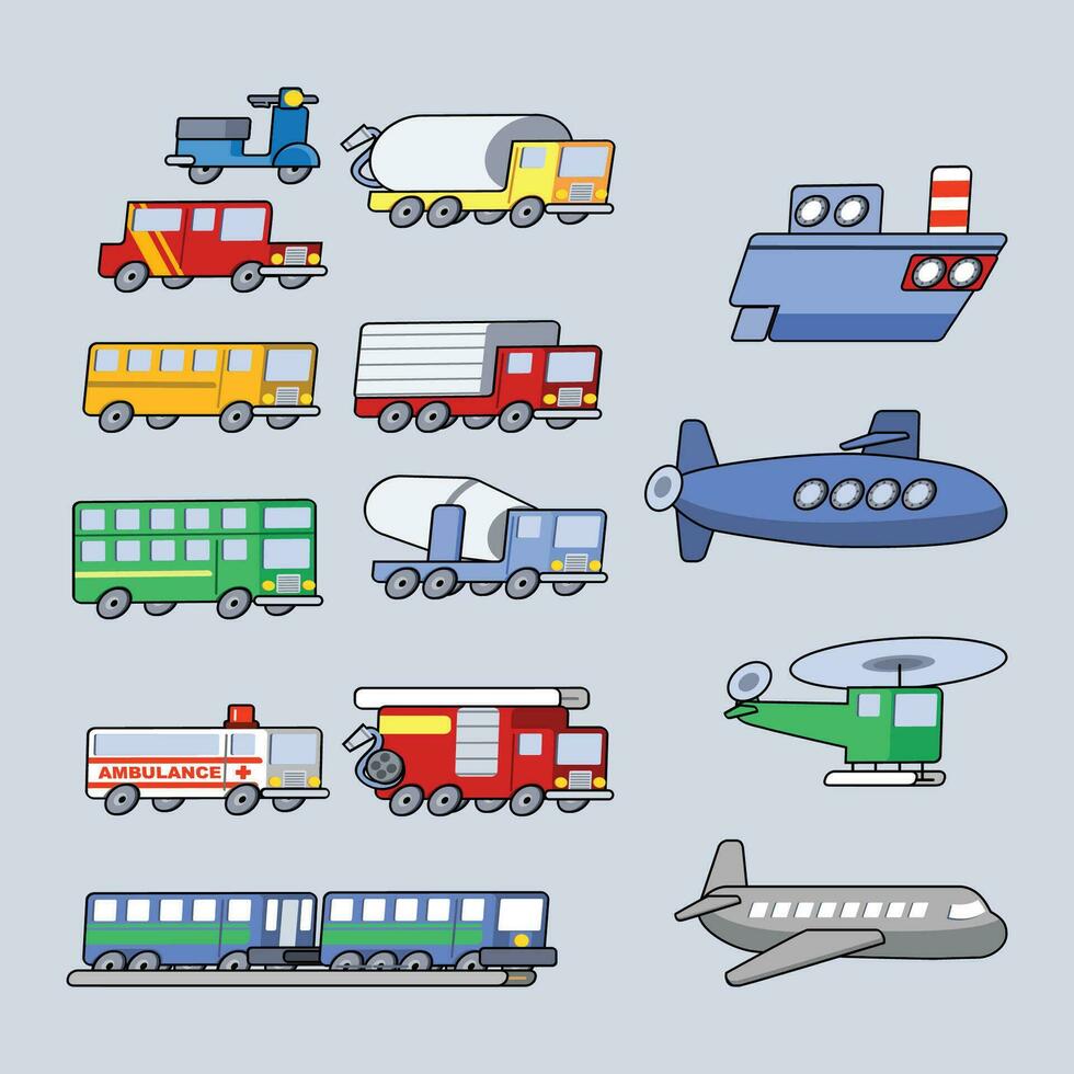 Flat Simple Transport Mode Vector Collection