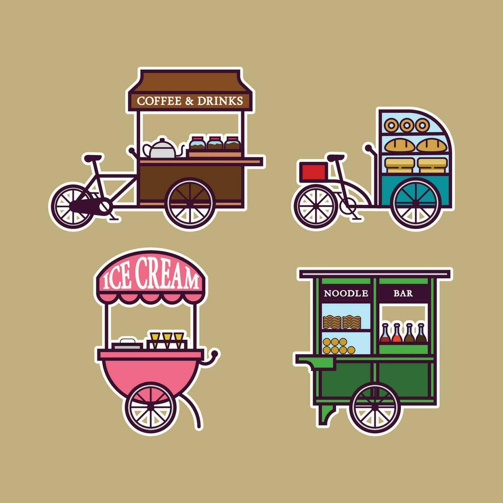 Street Food Cart Bold Outline vector