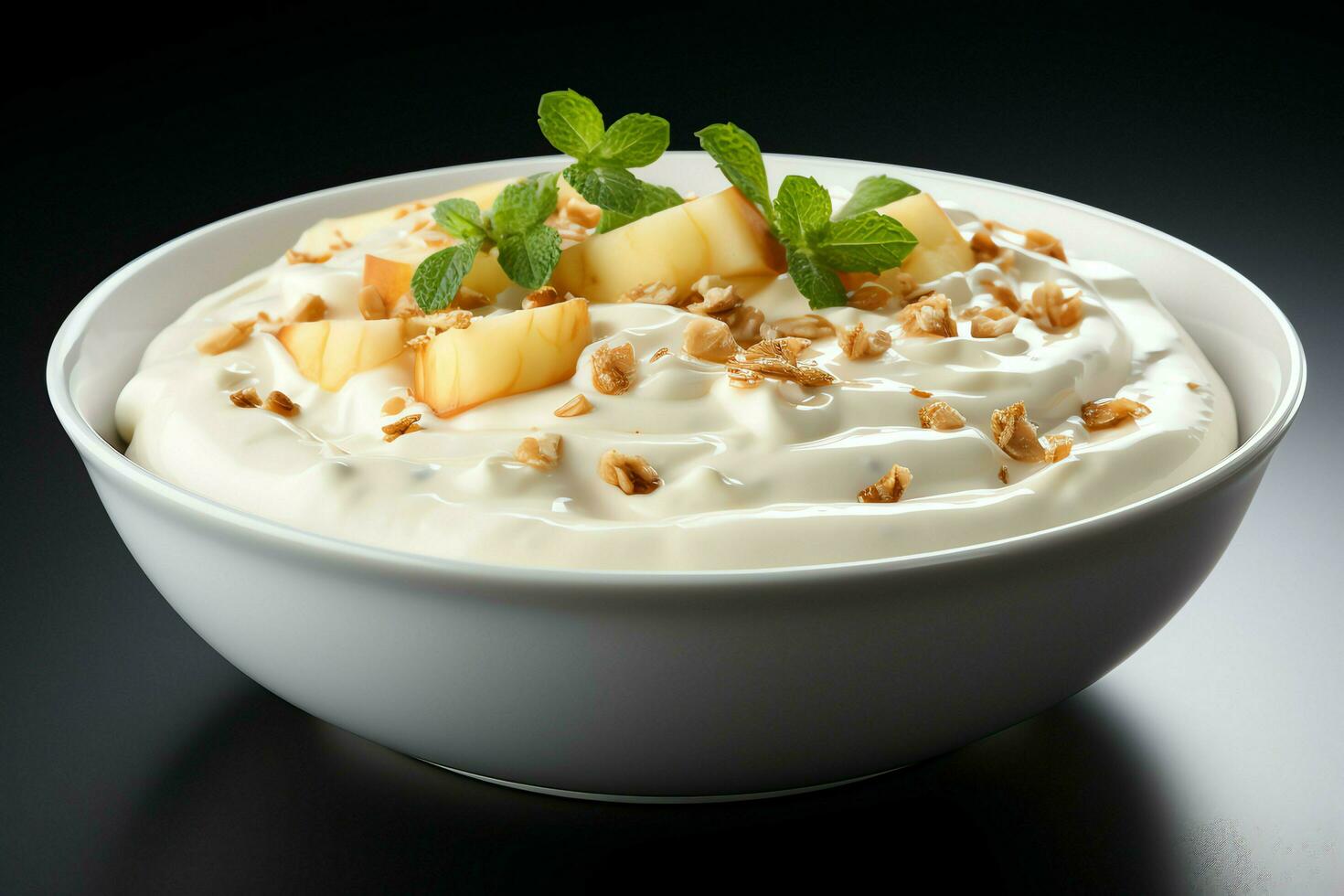 A delicious apple soup food in a bowl. Winter food and healthy protein soup meal concept by AI Generated photo