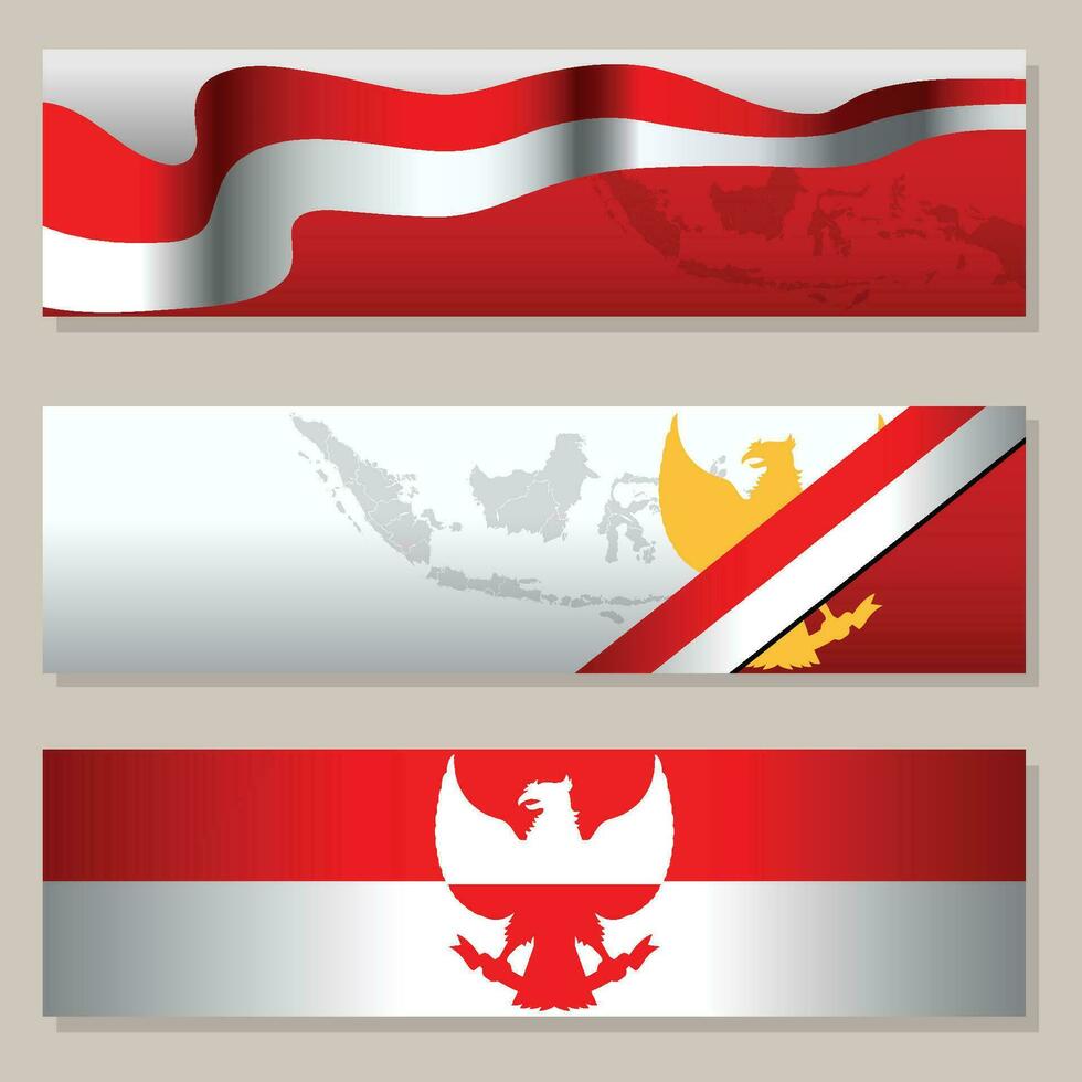 Indonesia Independence Day Simple Blank Banner Set vector