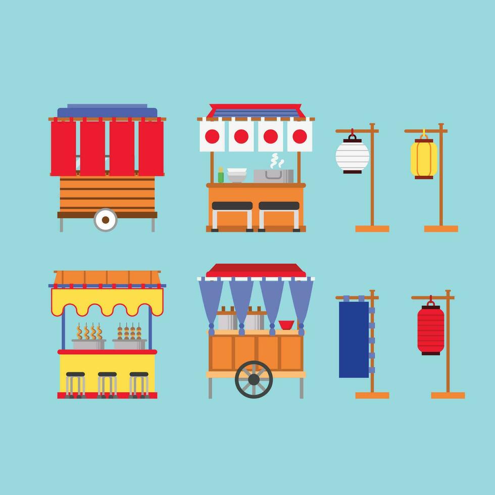 Japanese Street Food Shop Collection vector