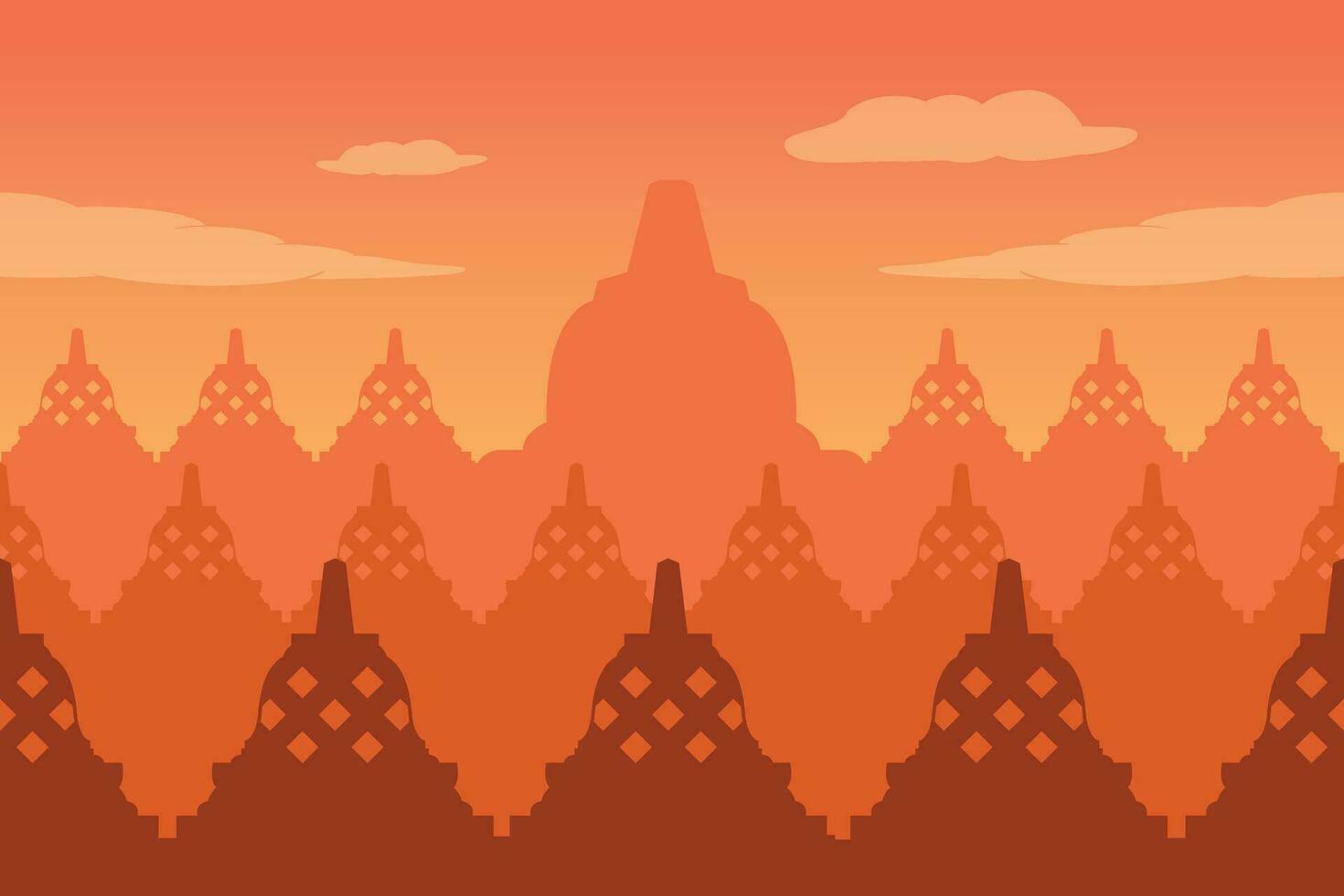 Twilight Buddha Temple Silhouette Background vector