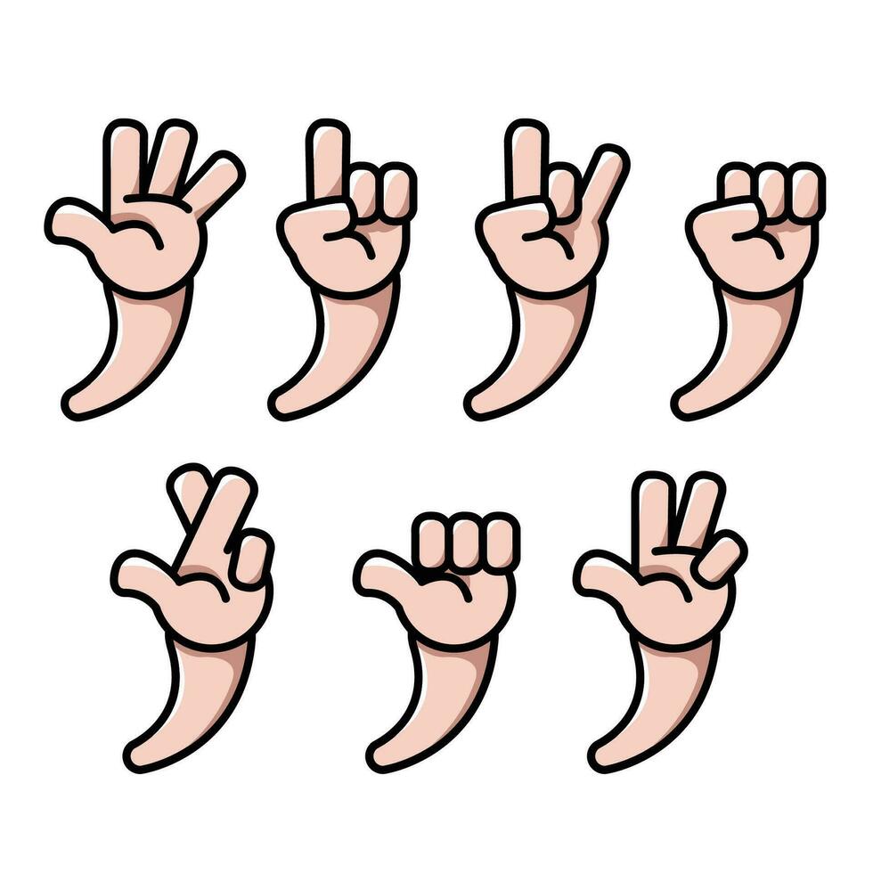 cuatro dedo dibujos animados mano vector