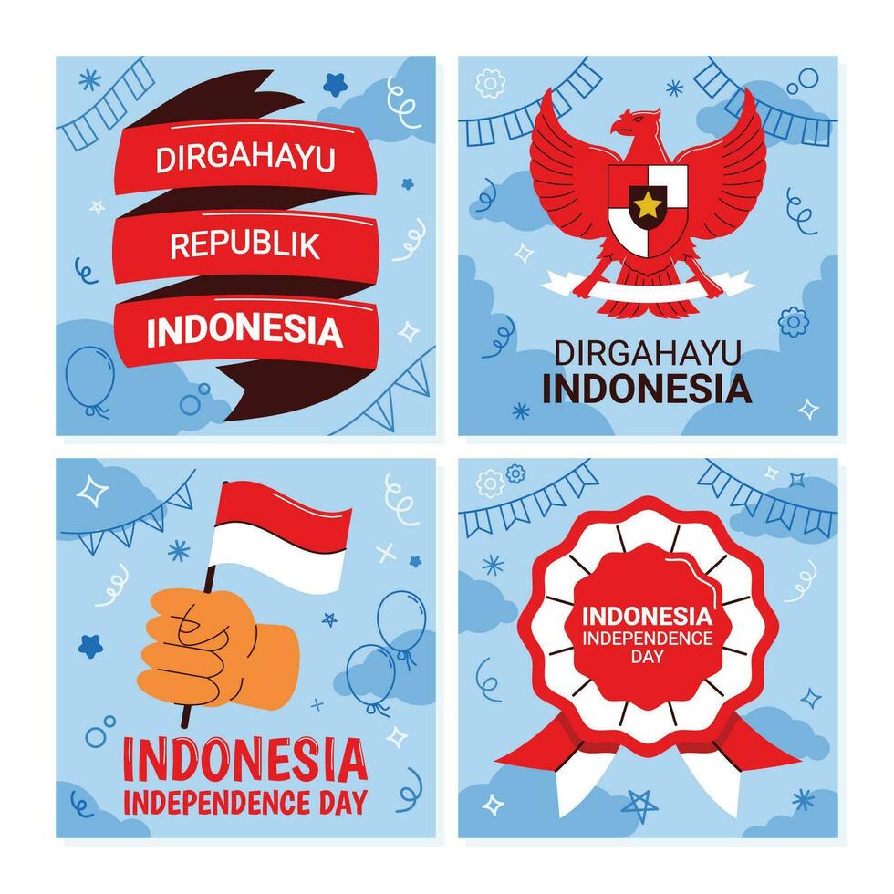 Red White Flag On Independence Day Card vector