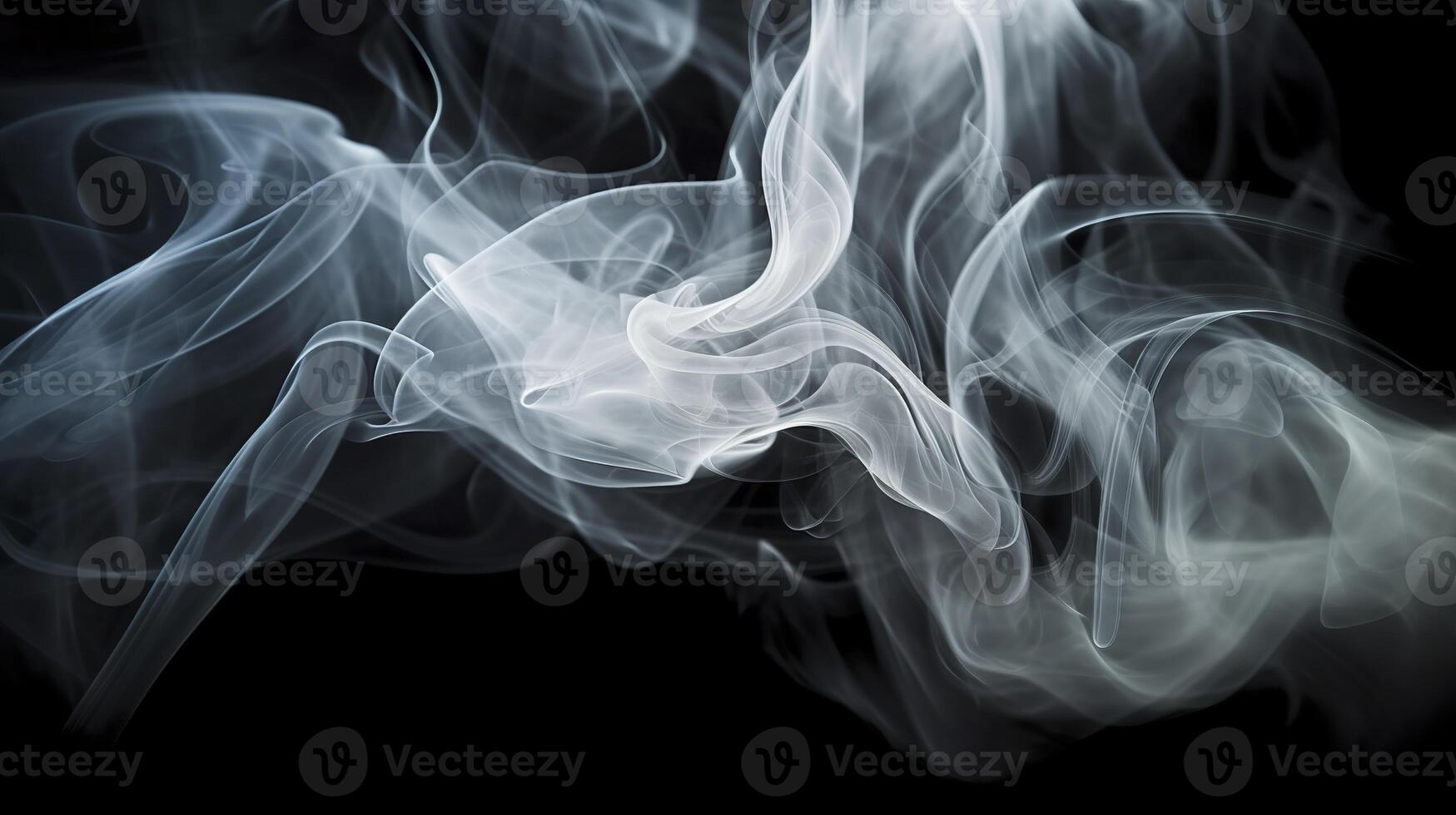 The close up view reveals the mesmerizing patterns and textures within the smoke, The ethereal quality of the smoke against the dark background. photo