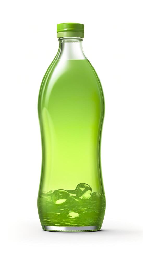Jelly green, 3D rendering, solid color bottle. photo