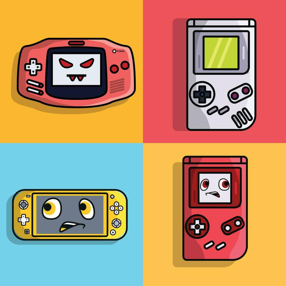 collection of Console Game Device Handheld Vector Illustration