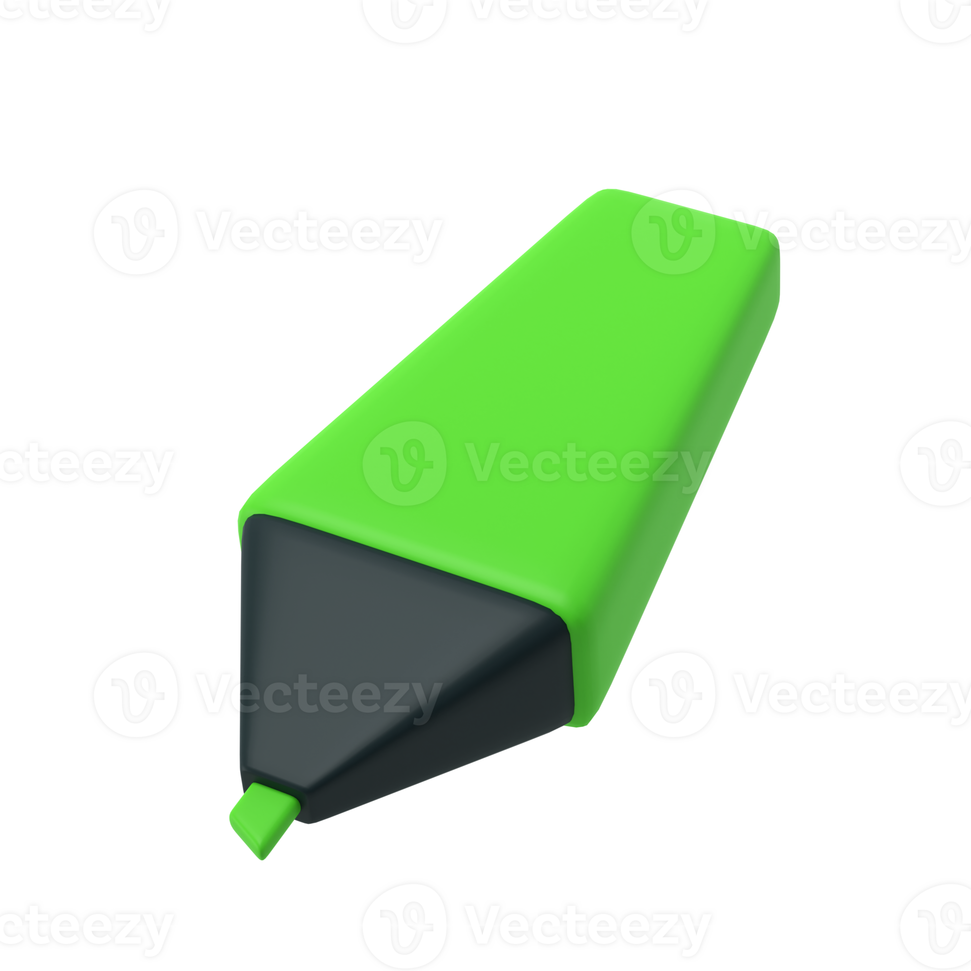 3d green highlighter marker icon for school office. Stationery