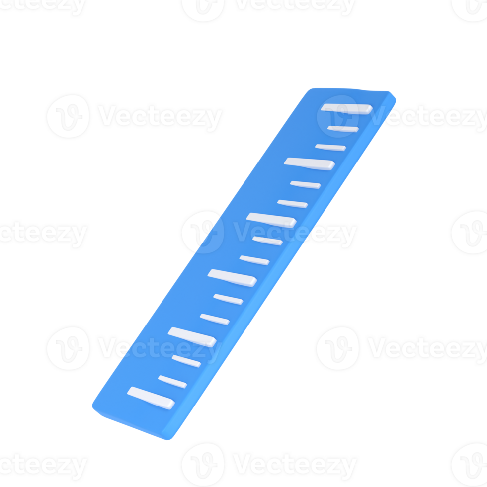 3D Ruler icon school isolated transparent png. Simple office supplies. Rule measure length scale. Trendy and modern png