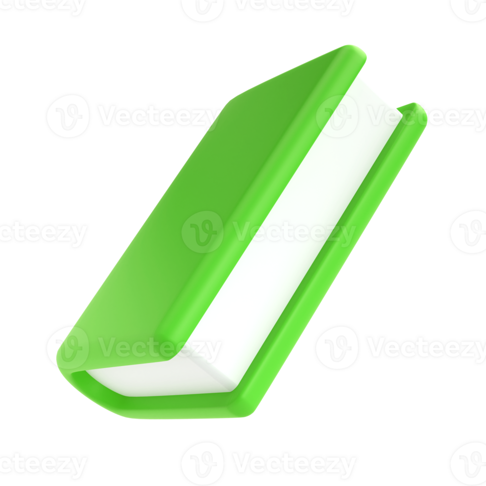 3d green cute empty notepad book stationery for school isolated transparent png. Simple render illustration. Design element for posters, banners, calendar and greeting card png