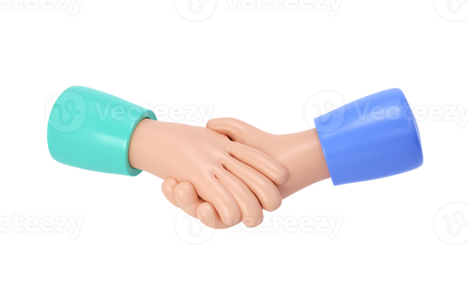 3d illustration hand. Deal icon. Cartoon character handshake. Business clip art isolated transparent png