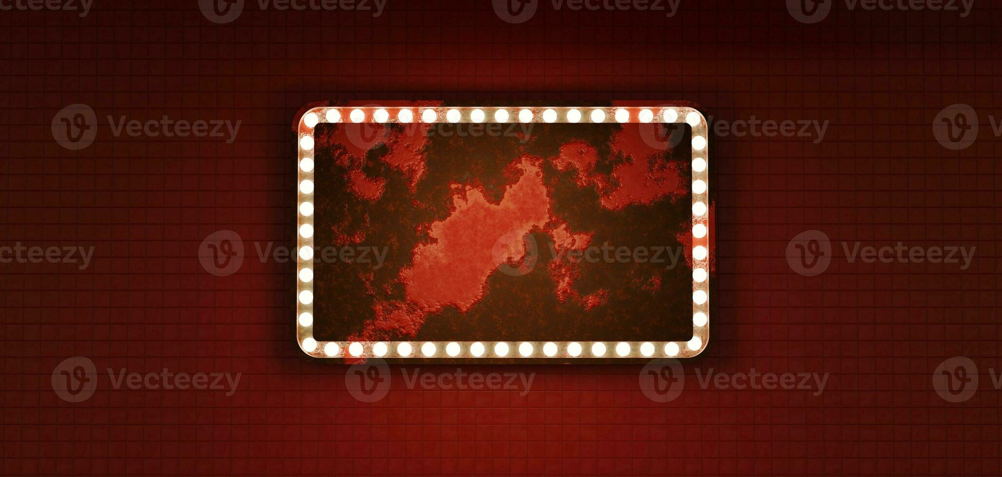 Billboard frame with neon lights Empty glowing sign in retro style glowing billboard wall background glow 3d illustration photo