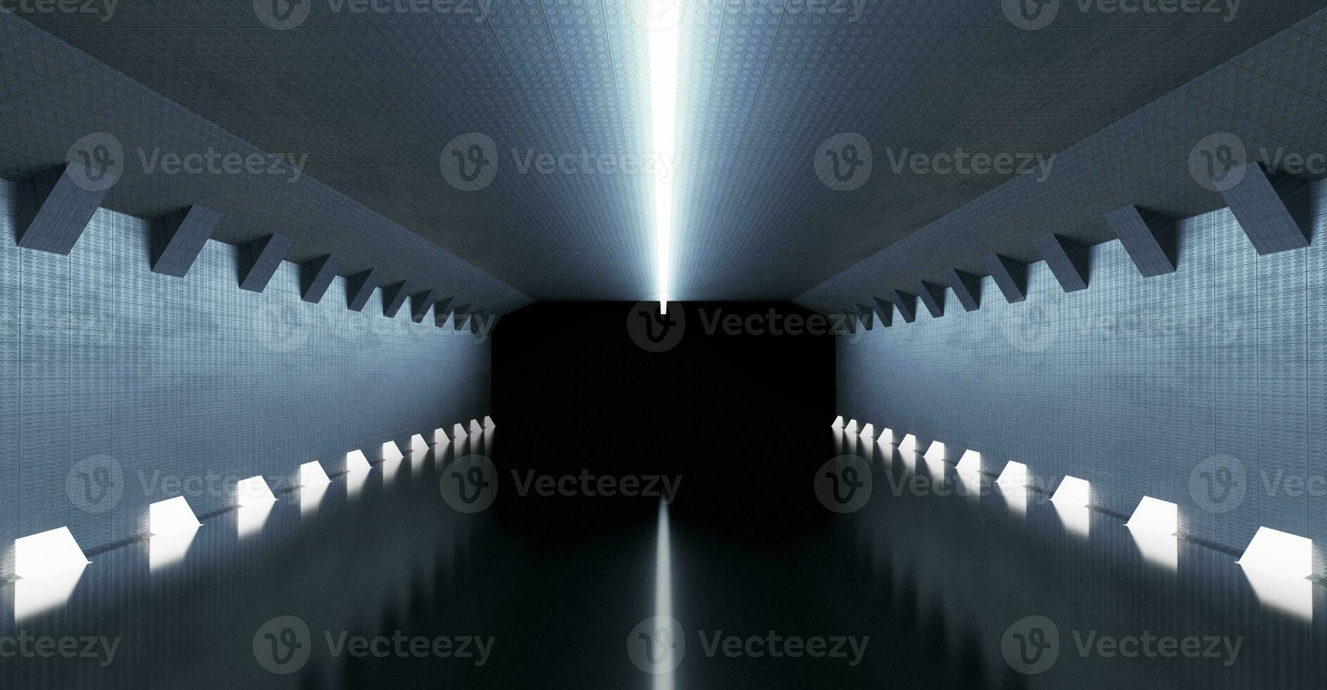 Pipe Technology Tunnel Corridor on Futuristic Space and Sci Fi Corridor Room Showcase Lighting Beam Tunnel Modern Future Showroom Floor 3D Illustration photo