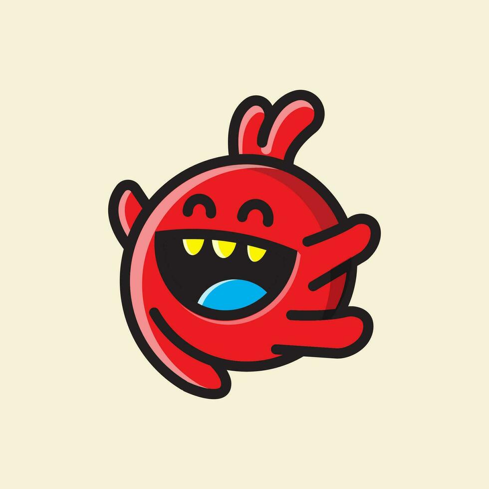 un rojo monstruo con un grande sonrisa en sus cara vector