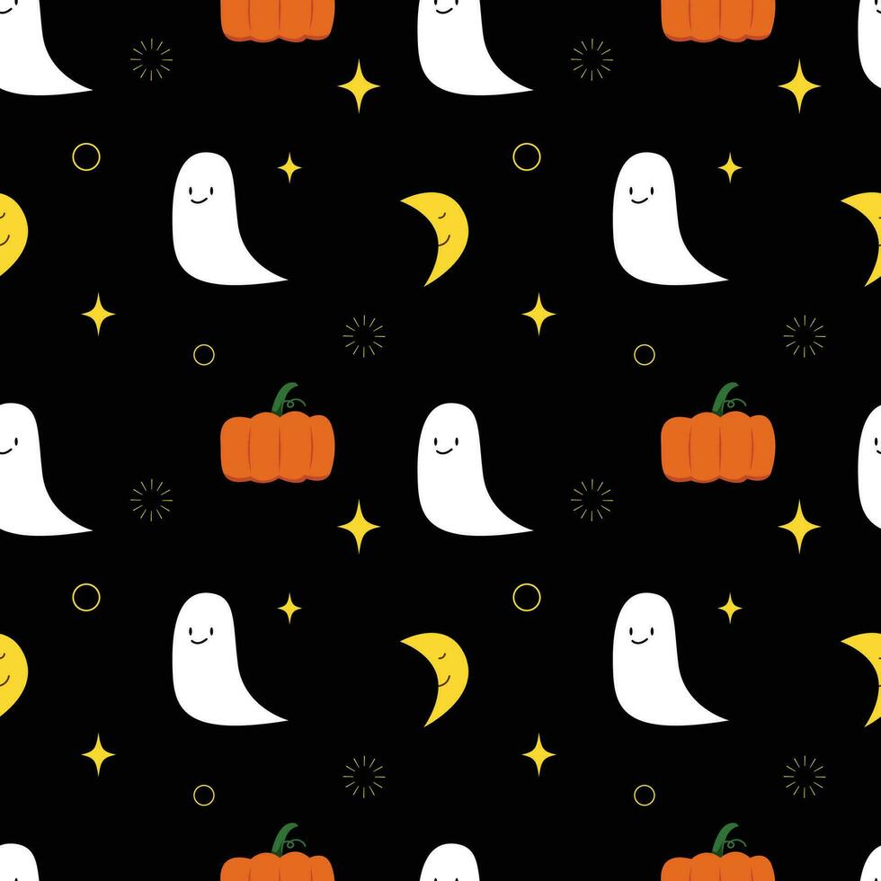 Halloween clips art cartoon with graphic element seamless pattern background for illustration, poster, festival, banner vector