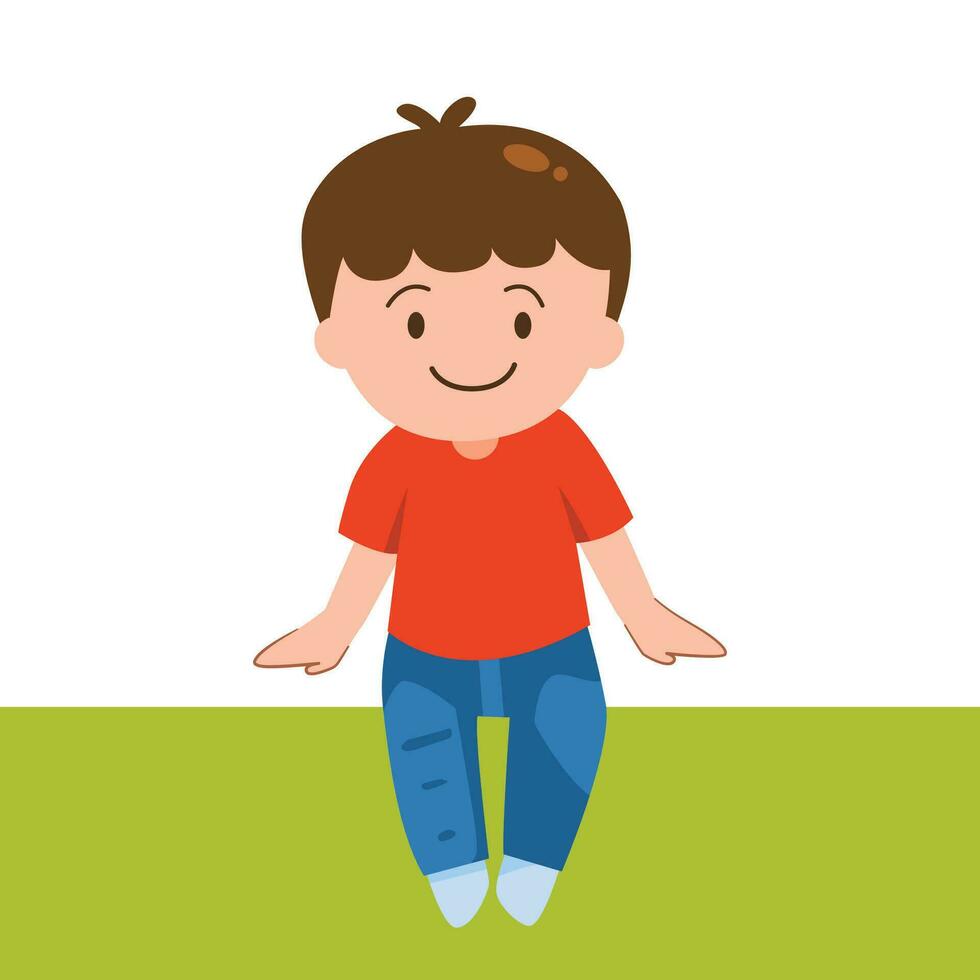 Little kids sitting and smiling for book, illustration, cartoon, character design vector