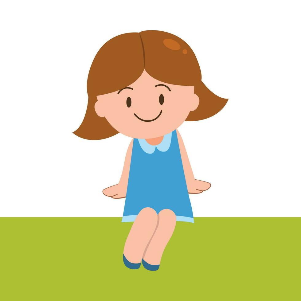 Little kids sitting and smiling for book, illustration, cartoon, character design vector