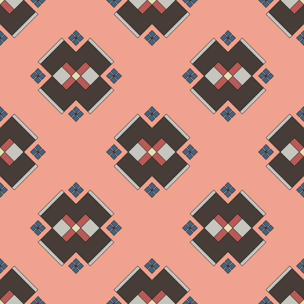 Vector abstract geometrical shape seamless pattern on pink background for fabric, wrapping, wallpaper, textile