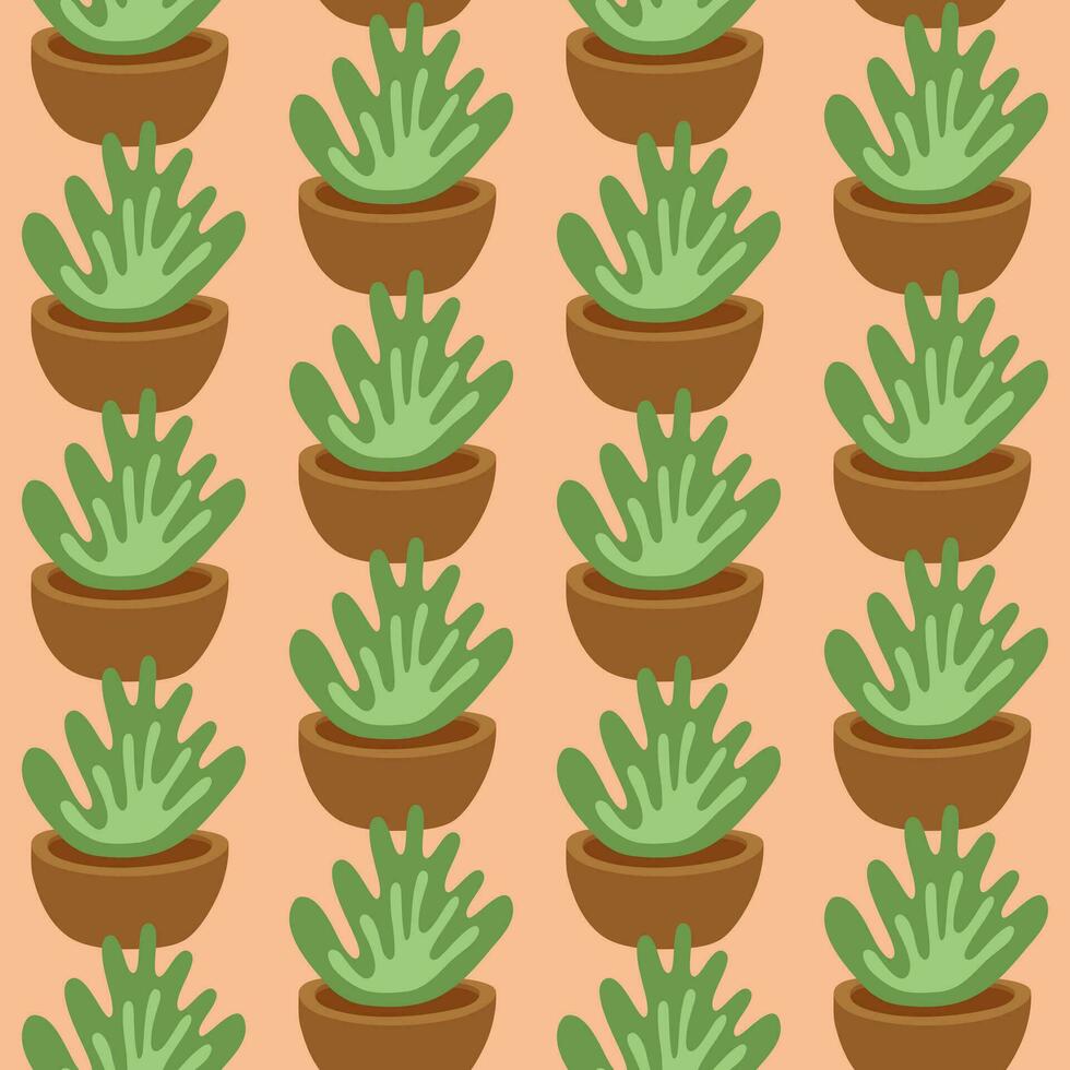 Abstract garden decoration pot plant seamless pattern background, Vector