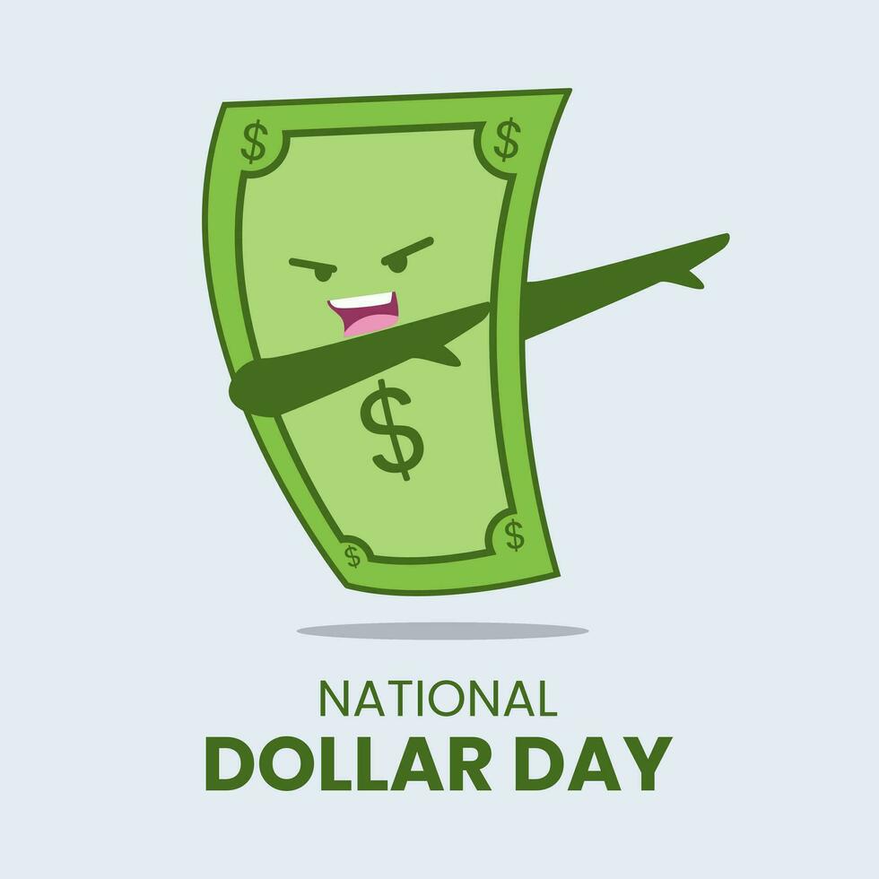 Money Dollar Dab Dabbing Cute Cartoon suitable for National Dollar Day vector