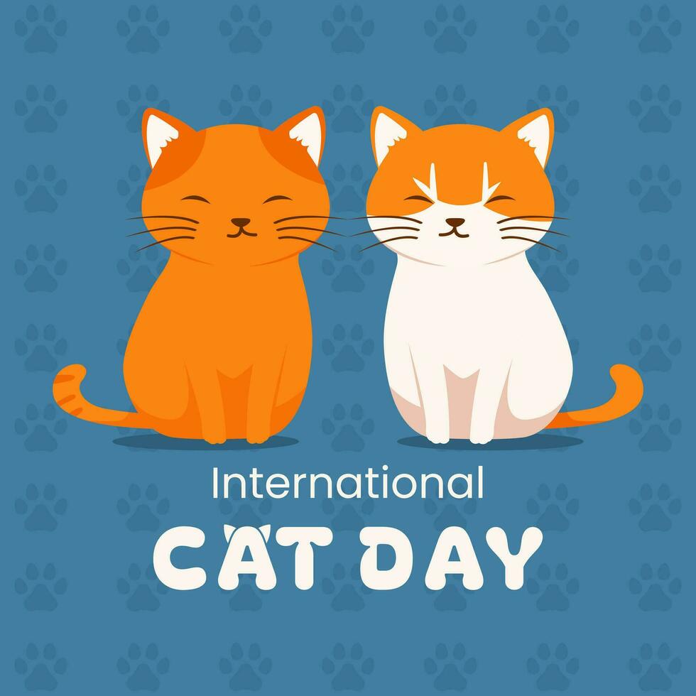 Cute two cat cartoon vector illustration suitable for international cat day