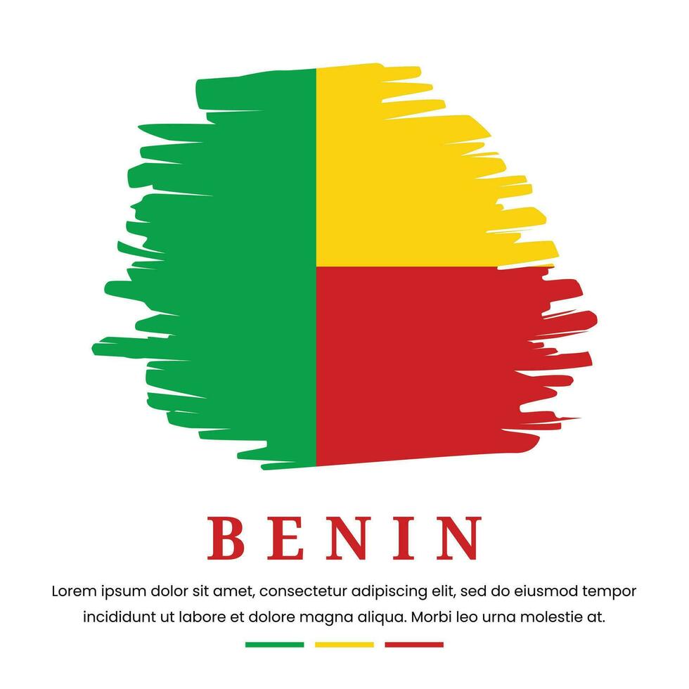 Vector graphic of flag Benin on white background. Grunge brush strokes drawn by hand. Independence Day