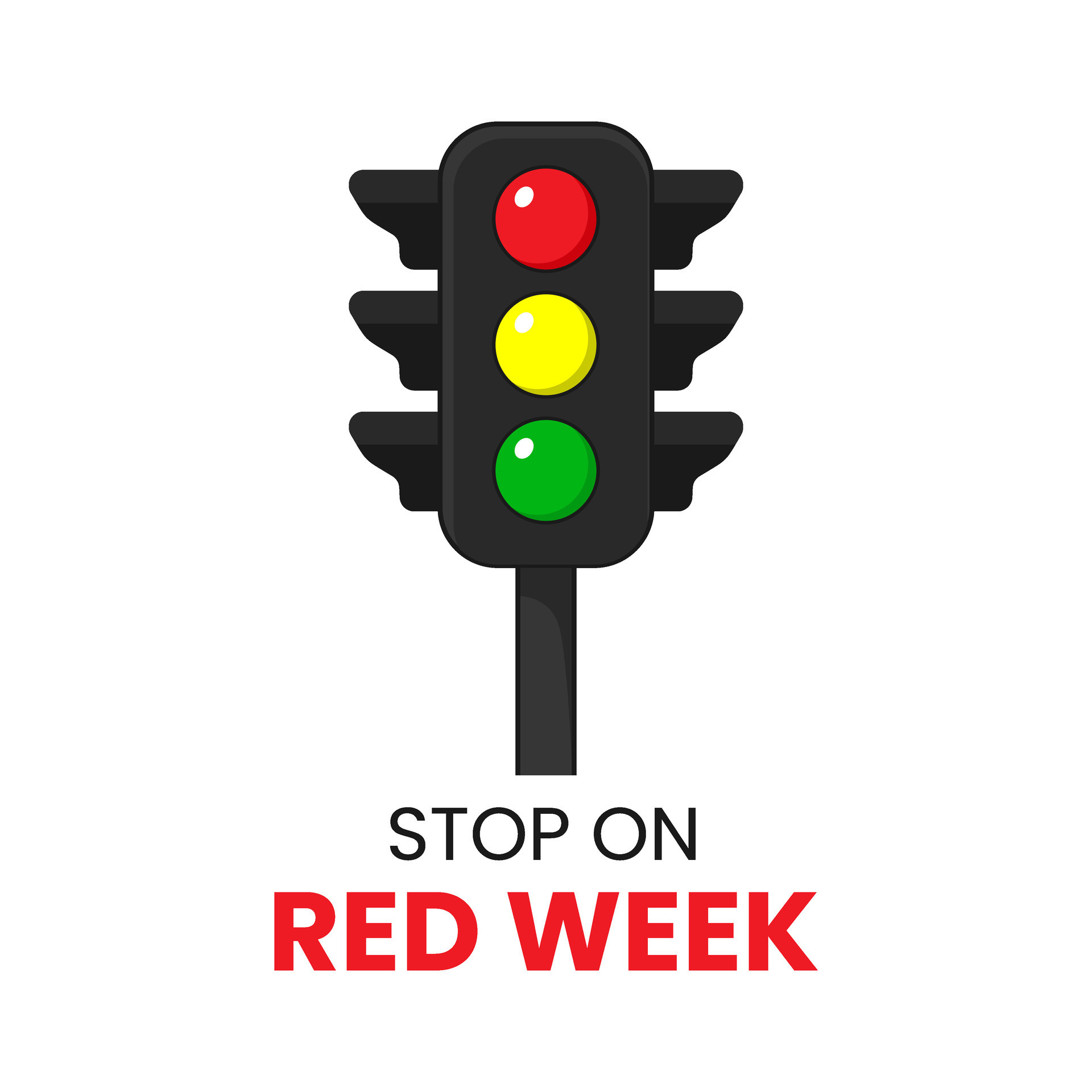 Vector graphic of traffic light signals good for stop on red week