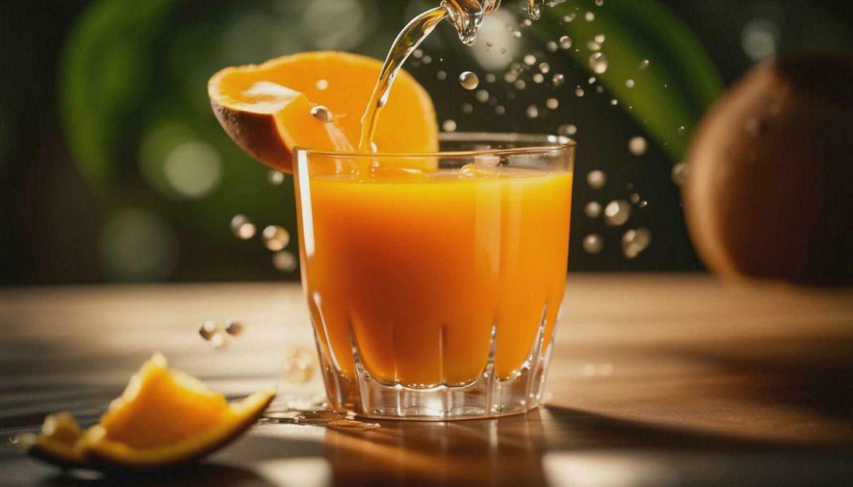 orang juice with splash around photo