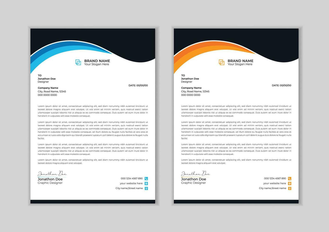 Modern corporate letterhead template design. Creative and Professional business style letterhead design  template. Letterhead template in flat style Free Vector. vector