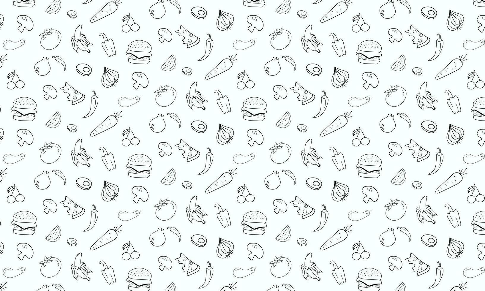 Hand drawn seamless pattern of vegetables. Vector illustration. Free Vector