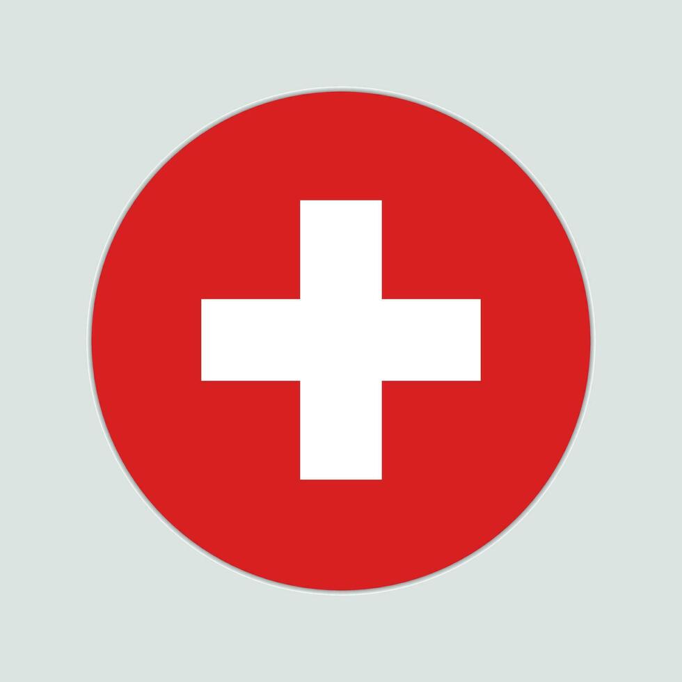 Flag of Switzerland in circle. Swiss flag in round circle. Free Vector. vector